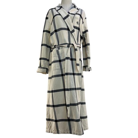Lauren by Ralph Lauren Other - Lauren Ralph Lauren Cotton Flannel Robe Ivory and Black Windowpane Check